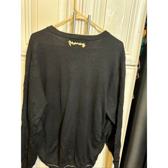 Money Men's Crest Logo V-Neck Button Front Cardigan Sweater Black Size XXL - Picture 10 of 12